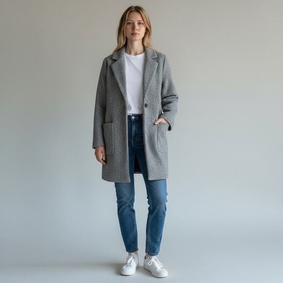 Volcom Volcoon Peacoat Womens Extra Large XL Gray Wool Blend Button Down - Picture 2 of 10